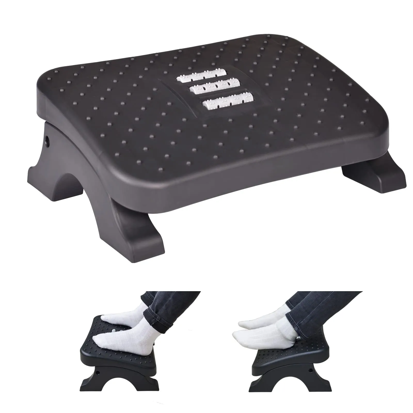 Under Desk Footrest, Ergonomic Foot Stool with Massage Rollers Max-Load 120Lb...