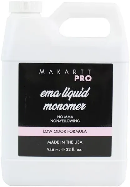 EMA Acrylic Liquid Monomer 946 ml/32 FL Oz, Low Odor & Non-Yellowing Acrylic Nail Liquid, Fast Set Professional Nail Liquid for Nail Technicians.