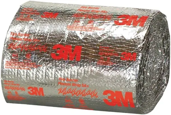 3M Fire Barrier Plenum Wrap 5A+, Inorganic Fiber Blanket With Encapsulated Scrim-Reinforced Foil, 1/2 in x 24 in x 50 ft, 1 Roll