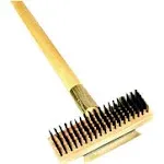 Heavy Duty Wire Brush with Scraper and Long Wood Handle 27&#034; WDBS027H