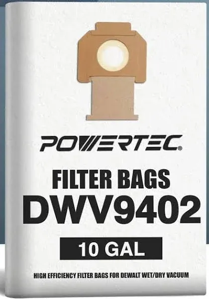 POWERTEC DWV9402 Fleece Bags for DeWalt DeWalt DWV010 DWV012