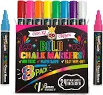 Bold Liquid Chalk Markers - Dry Erase Marker Pens for Chalkboards, Signs, Window