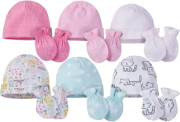 Onesies Brand Baby Girl Kitty Cap and Mitten Set