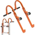 VONLX 2 Pack Ladder Roof Hooks, Heavy Duty Steel Extension Ladder Roof Stabilizer with Wheels for Roof Extension with Rubber Grip T-Bar, 500 lb Load Capacity, Easy to Access Steep Roofs