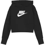 Nike Sportswear Club French Terry Cropped Hoodie - Girls' Black / White M