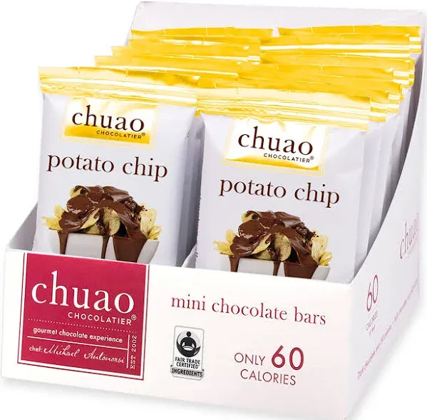 Chuao Chocolatier Potato Chip Milk Chocolate Mini Bars Gourmet No Preservatives for Gift Baskets