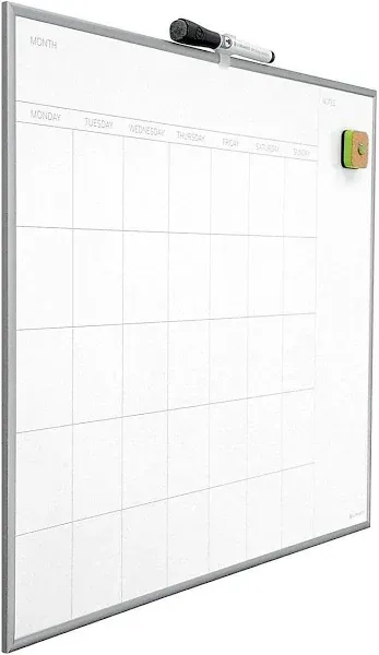 U Brands Magnetic Monthly Calendar Dry Erase Board, 20 x 16 Inches, Silver Aluminum Frame