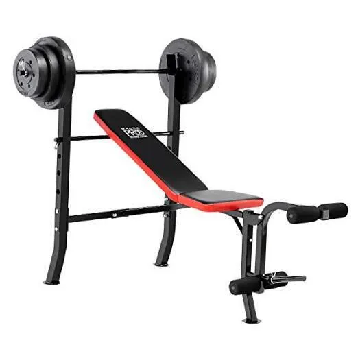 Marcy Pro Standard Weight Bench with 100 lb Weight Set