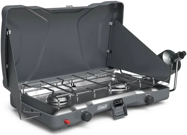 Triton 2 Burner Portable Propane Camping Stove Matte Black 22000 Btu