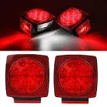 Partsam 12V Submersible Square Led Trailer Light,Red White LED Stop Turn Red 