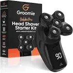 Groomie Cordless Bald Head Shavers for Men BaldiePro Head Grooming Starter Kit - Includes Ergonomic BaldiePro Head Shaver SmoothShave Blade 2.0 Clean