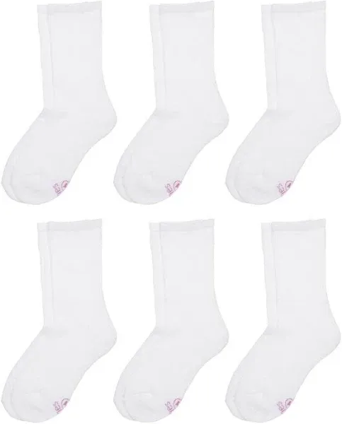 Hanes Girls' 6-Pair Pack Crew Socks