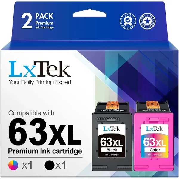 LxTek Remanufactured 63XL Ink Cartridges Combo Pack Replacement for HP 63 63XL to use with HP Officejet 5255 5258 5260 3830 Envy 4520 4516 DeskJet 1112 2132 3632 Printer Tray(Black, Color)