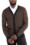 X-Ray Men's Herringbone Cardigan Sweater - Sienna-Black - 3XL