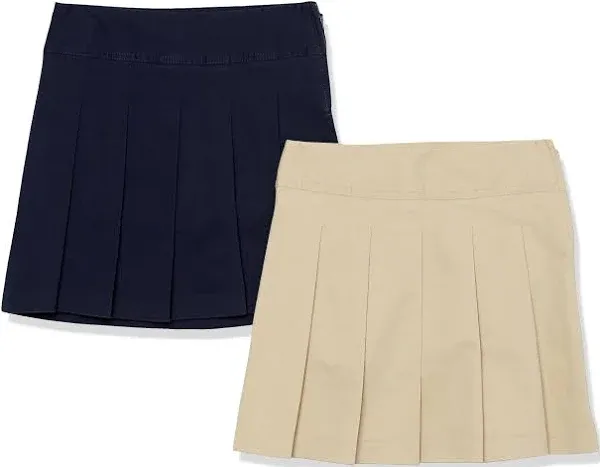 Stylish Girls School Skirts - 2-Pack, Cotton Blend for Comfort &amp; Durability