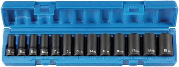 Grey Pneumatic 13 Piece 3/8" Drive Semi Deep 6 Point Metric Impact Socket Set