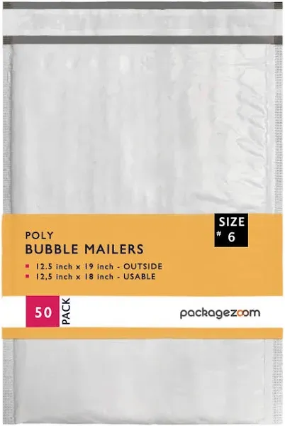 PackageZoom Poly Bubble Mailer Self Seal Bubble Shipping Envelopes 2.5 Mil