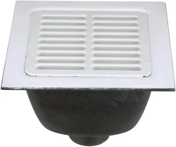 Zurn Elkay FD2375-NH2-H 12" x 12" Cast Iron Floor Sink with 1/2 Grate, 2" No-Hub Connection, and 6" Sump Depth