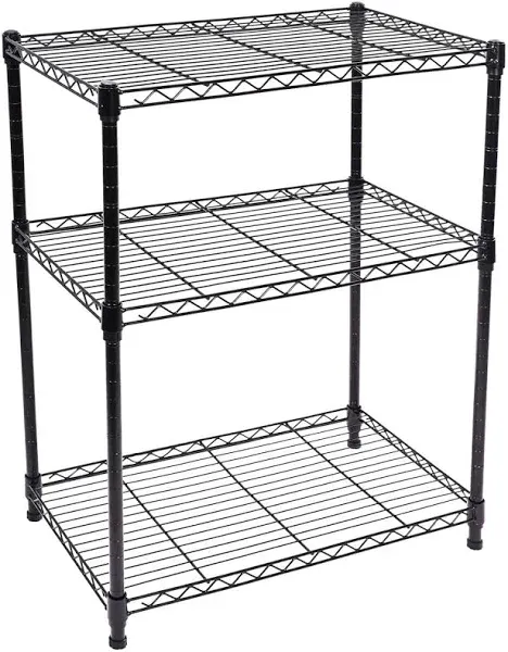 Elevon 3-Shelf Adjustable, Heavy Duty Storage Shelving Unit (350 lbs Loading Capacity per Shelf), Steel Organizer Wire Rack, Black (23.2" L x 13.4" W x 30.3" H)