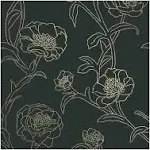 Peonies Peel and Stick Wallpaper - Black & Gold/Single Roll