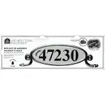 Oval Address Number Plaque, Black Reflective, Plastic