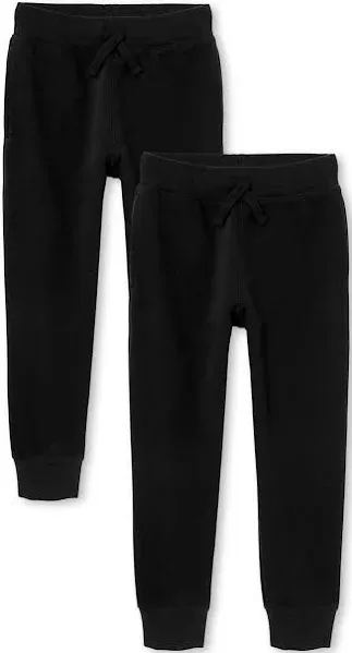 The Children&#039;s Place boys Active Fleece Jogger Pants, Black 2 Pack, X-Small US