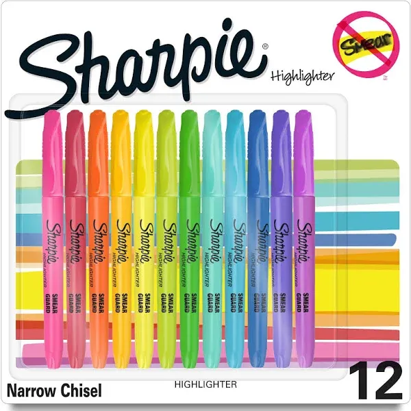 Sharpie Pocket Highlighters Assorted Chisel Tip Pack of 12