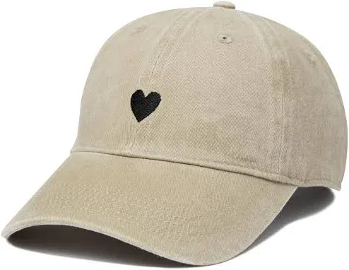 Hat, Embroidered Brushed Cotton Women’s Baseball Hat Unisex One Size, Beige 