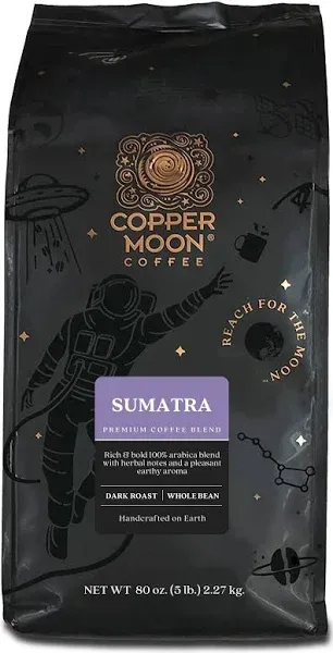 Copper Moon Whole Bean Coffee, Dark Roast, Sumatra 80 Ounce (Pack of 1) 