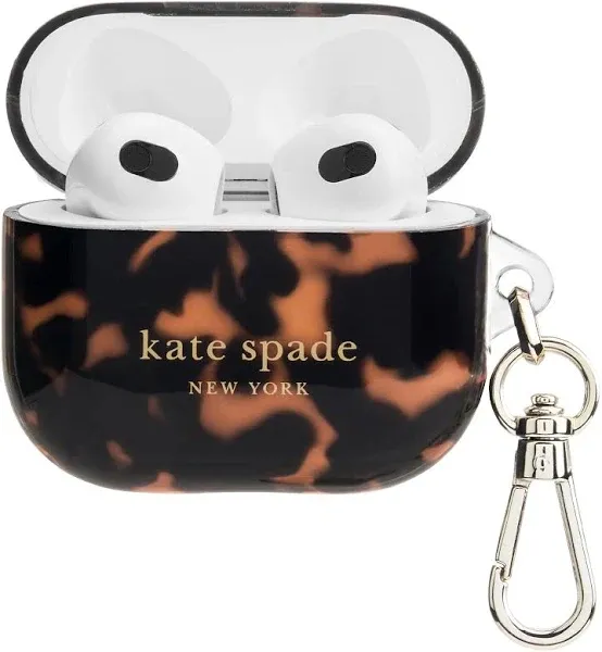 Kate Spade Airpods 3rd Gen Case Keyring Brown Tortoise Protective Bag Charm