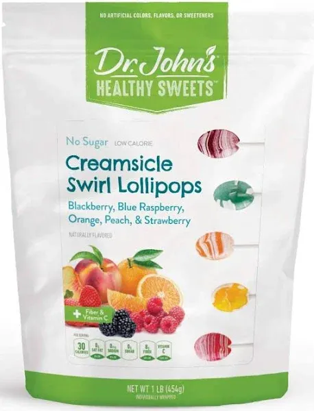 Dr. John's Healthy Sweets Sugar Free Creamsicle Swirl Oval Lollipops