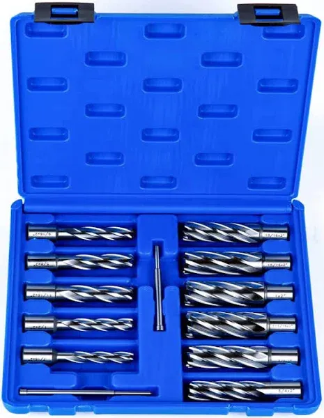 OSCARBIDE Annular Cutter Set 13Pieces,2&#034;Cut<wbr/>ting Depth,3/4&#034;Weld<wbr/>on Shank and 7/16 