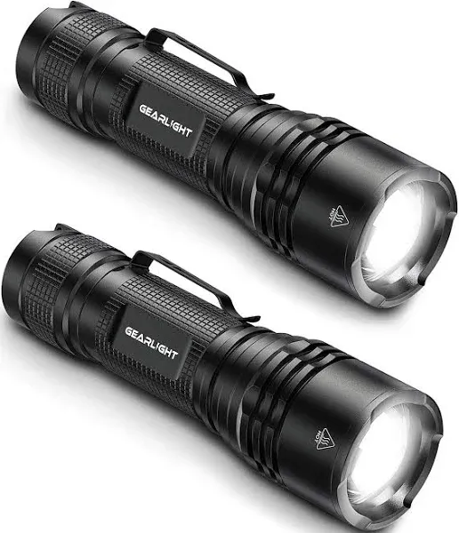 GearLight TAC LED Flashlight Pack 2 Super Bright Compact Tactical Flashlights with High Lumens for Outdoor Activity & Emergency Use