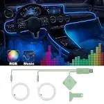 Fimker Car LED Strip Lights, Interior Car Lights, Ambient LED Lighting Kit w/ RGB 16 Million Colors Fiber Optics&Music Sync Rhythm, USB Neon Light Car