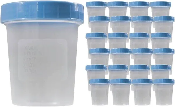 Specimen Cups with Leak Proof Screw on Lids - 4oz [Pack of 25] Clear Non-Ster...