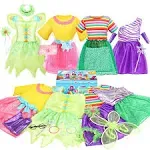 Little Girl Dress up Trunk Set, 20PCS Girls Pretend Play Princess Role Play Costumes Set, Singer, Princess, Fairy Costume for Girl Ages 3-7