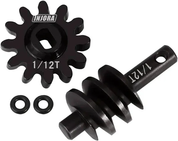 INJORA Underdrive Gears Differential Axle Steel Gears 1/12T Steel Worm Gears Upgrade Parts for AX24 SCX24 C10 JLU Gladiator Bronco Deadbolt Axial 1/24 RC Crawler Car