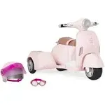 Our Generation by Battat- Ride Along Scooter with Side Car - Vehicle with Working Lights & Horn, Toys & Accessories for 18" Dolls- Ages 3 Years & Up