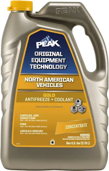 Peak OET Extended Life Gold Concentrate Antifreeze and Coolant for North American Vehicles