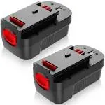 Replace Black and Decker 18V Battery HPB18 HPB18-OPE 244760-00 A1718 A18 Firestorm FS180BX FS18FL 2Pack