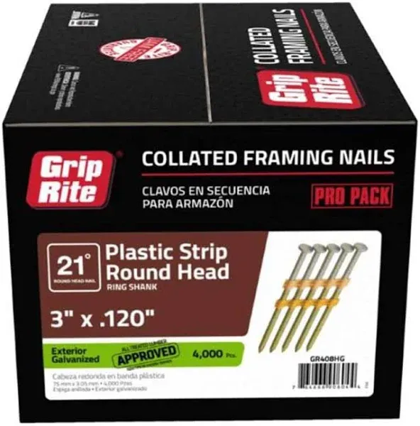 Grip-Rite GR408HG 3" x .120" 21-Degree Plastic Strip Framing Nail