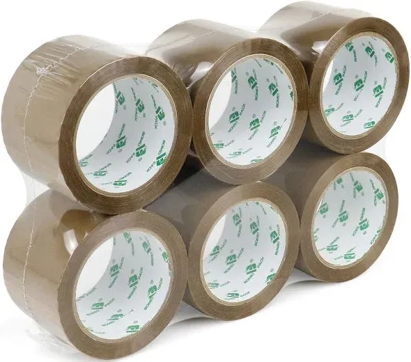 3 inch Brown Packing Tape, 6 Refills Rolls Wide Packaging Tape for Moving, Sh...