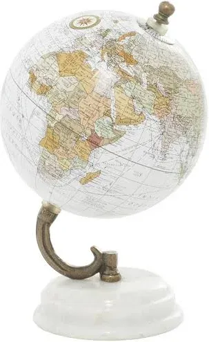 Marble Globe, 5&#034; X 5&#034; X 8&#034;, White