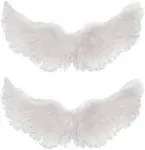 2 Pieces Angel Feather Floating Wings Halloween Costume with Elastic Straps for Women Adults Cosplay(23.62 x 15.75 Inch,White)