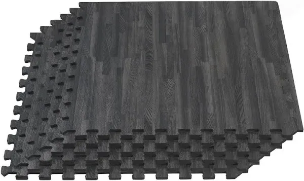 Forest Floor 3/8 Inch Thick Printed Foam Tiles, Premium Wood Grain Interlocki...