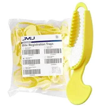 JMU Quadrant Bite Registration Trays 35 Pcs, Disposable Dental Impression Trays for Teeth Modes Yellow