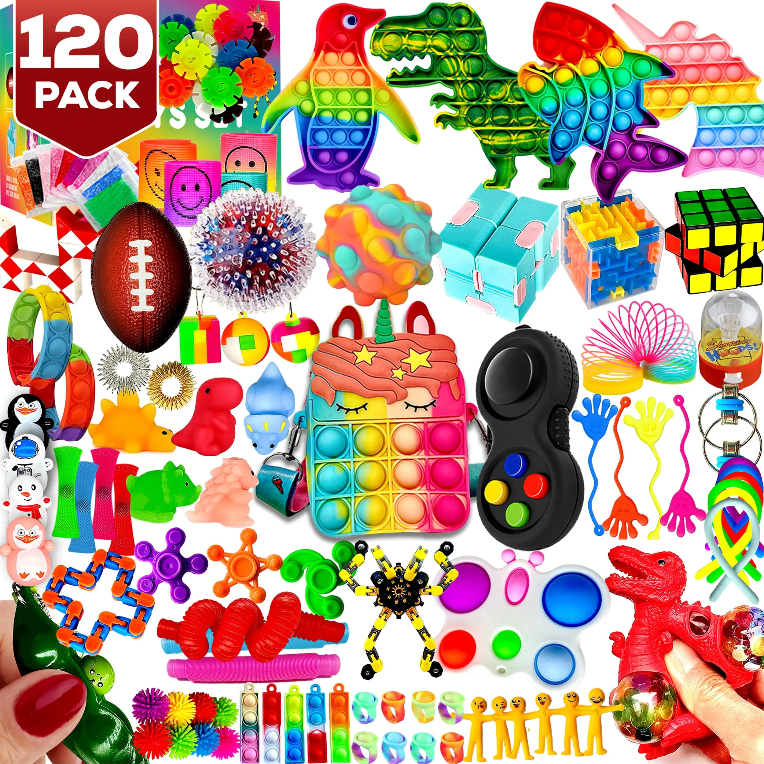 Fidget Toys, 120 Pack Fidgets Set Stocking Stuffers for Kids Party Favors Autism