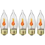 Creative Hobbies 10J Flicker Flame Light Bulb -Flame Shaped, E26 Standard Base, Flickering Orange Glow - Box of 5 Bulbs