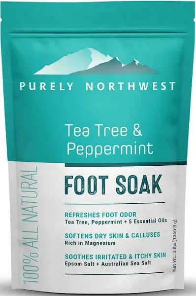 Pure Tea Tree Peppermint Foot Soak MSM Epsom Salt Soothes Burning & Itching