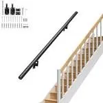 Handrail Stair Railing 7 in. H x 60 in. W Wall Mount Handrails Black Aluminum Al